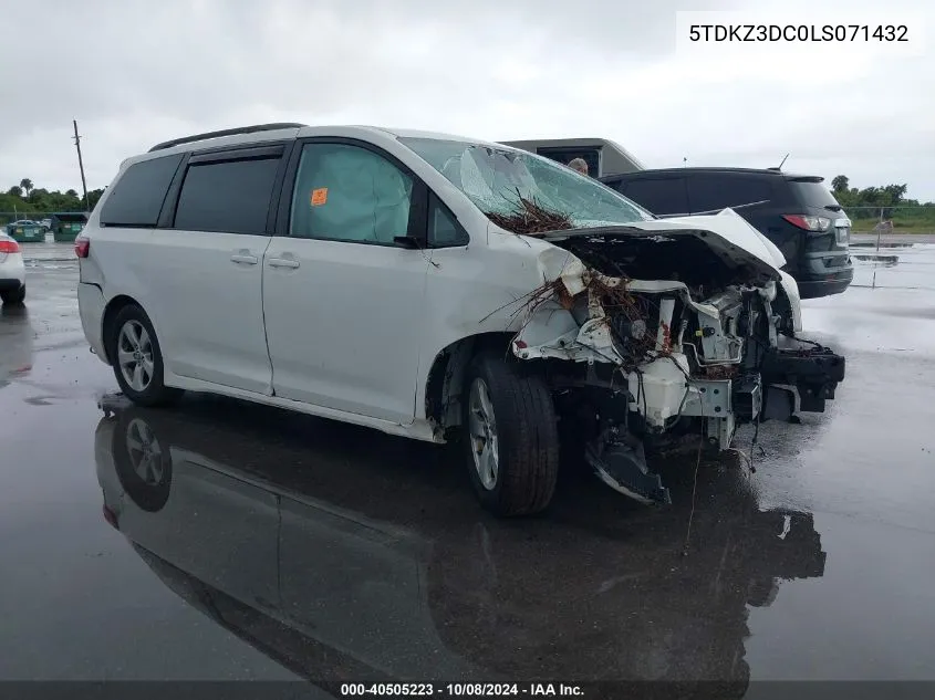 2020 Toyota Sienna Le VIN: 5TDKZ3DC0LS071432 Lot: 40505223