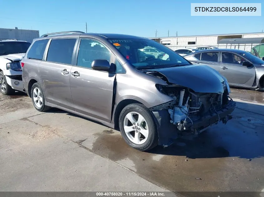 2020 Toyota Sienna Le VIN: 5TDKZ3DC8LS064499 Lot: 40758020