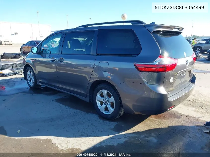 2020 Toyota Sienna Le VIN: 5TDKZ3DC8LS064499 Lot: 40758020