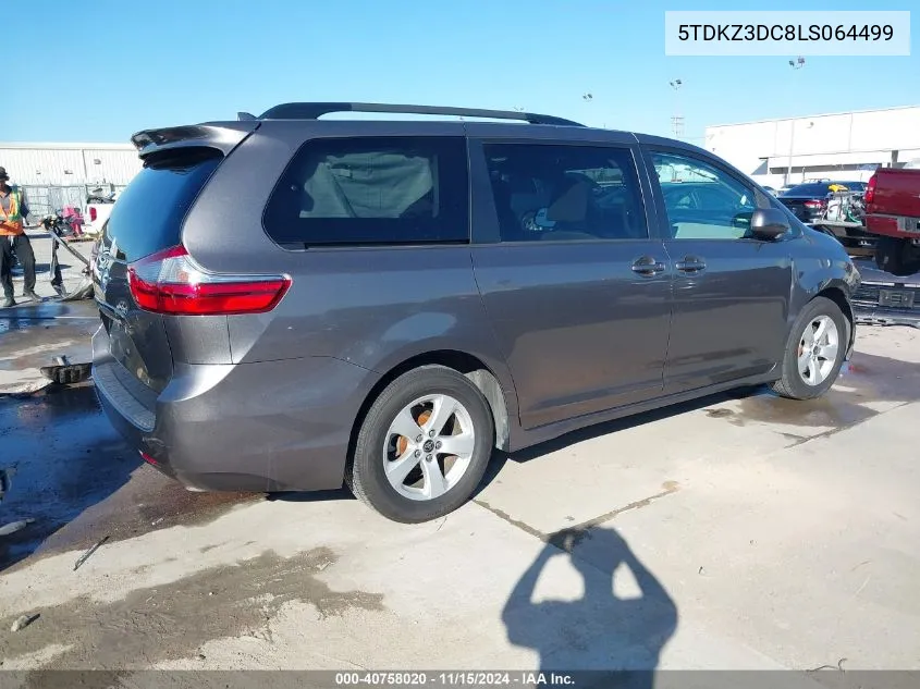 2020 Toyota Sienna Le VIN: 5TDKZ3DC8LS064499 Lot: 40758020