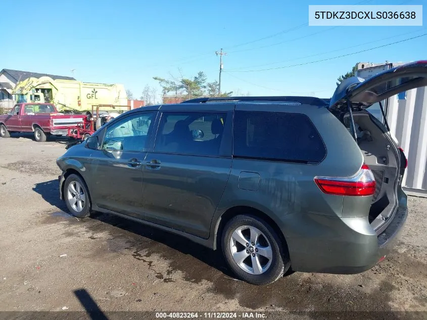 2020 Toyota Sienna Le VIN: 5TDKZ3DCXLS036638 Lot: 40823264