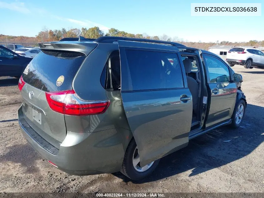 2020 Toyota Sienna Le VIN: 5TDKZ3DCXLS036638 Lot: 40823264