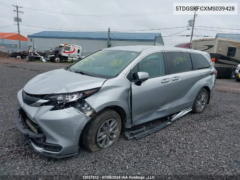 5TDGSKFCXMS039428 2021 Toyota Sienna Le 8-Passenger