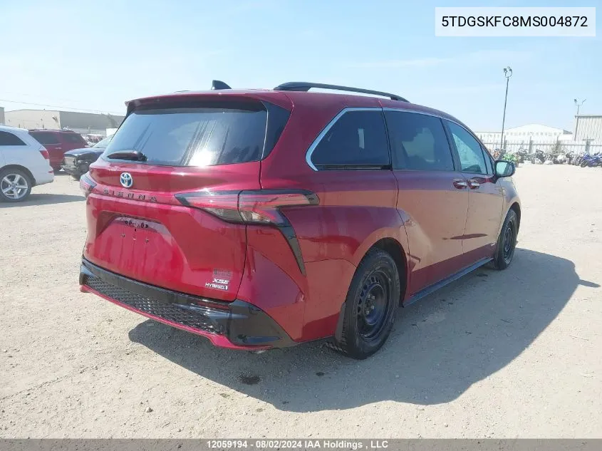 2021 Toyota Sienna Limited 7-Passenger/Xse 7-Passenger VIN: 5TDGSKFC8MS004872 Lot: 12059194