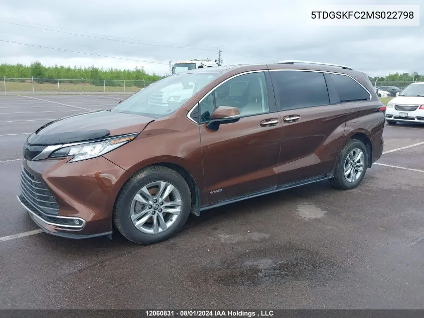 2021 Toyota Sienna Le/Xle/Xse/Limited/Platinum VIN: 5TDGSKFC2MS022798 Lot: 12060831