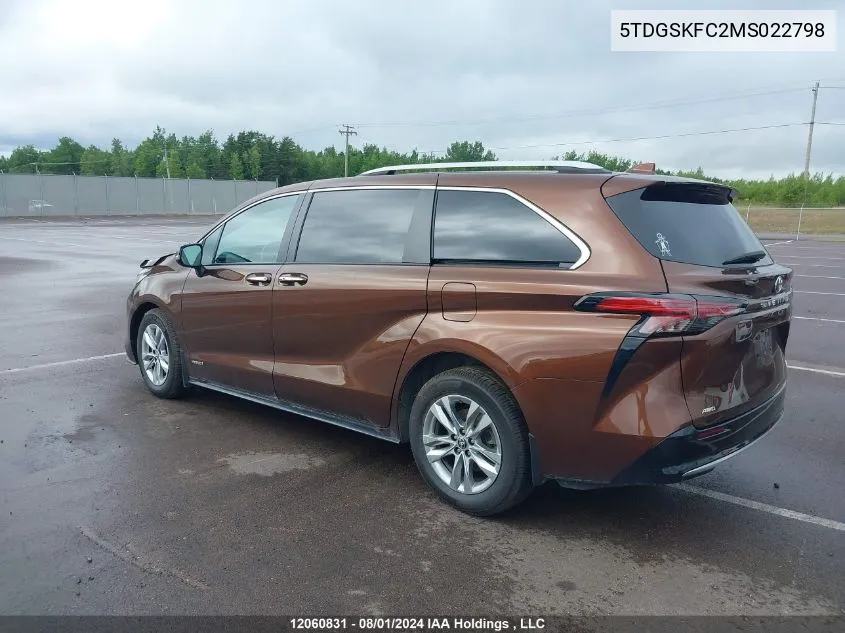 2021 Toyota Sienna Le/Xle/Xse/Limited/Platinum VIN: 5TDGSKFC2MS022798 Lot: 12060831