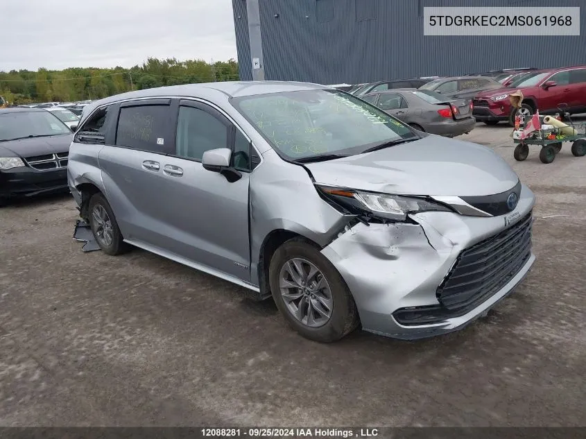 2021 Toyota Sienna VIN: 5TDGRKEC2MS061968 Lot: 12088281