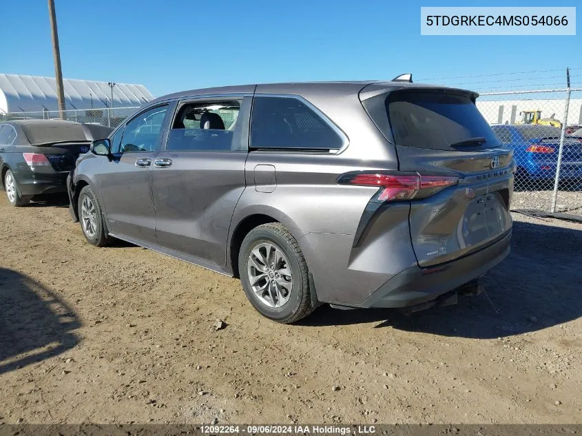 2021 Toyota Sienna Le/Xle/Xse/Limited/Platinum VIN: 5TDGRKEC4MS054066 Lot: 12092264