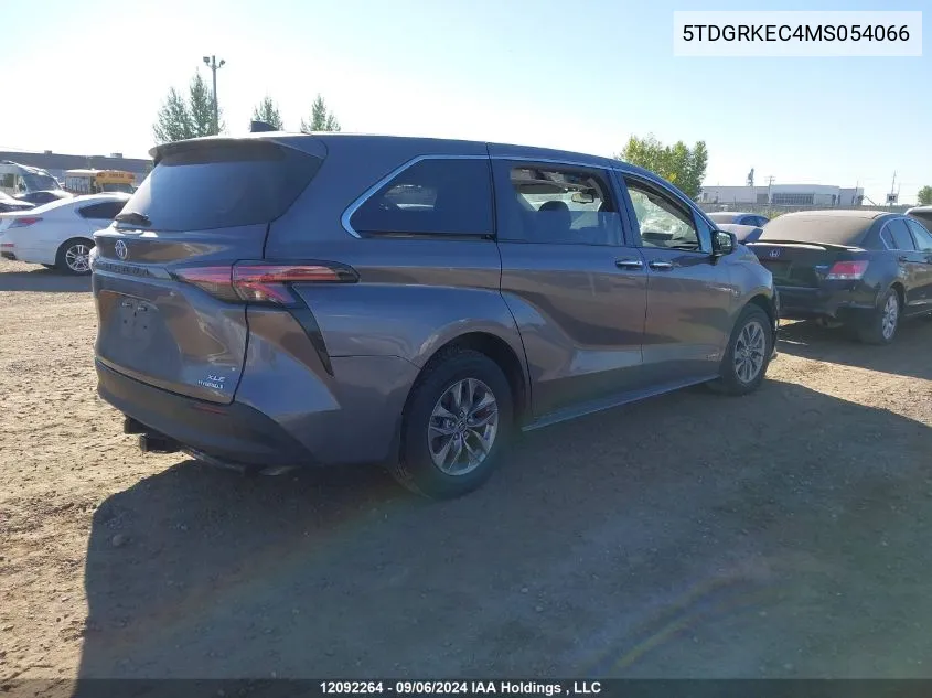 2021 Toyota Sienna Le/Xle/Xse/Limited/Platinum VIN: 5TDGRKEC4MS054066 Lot: 12092264