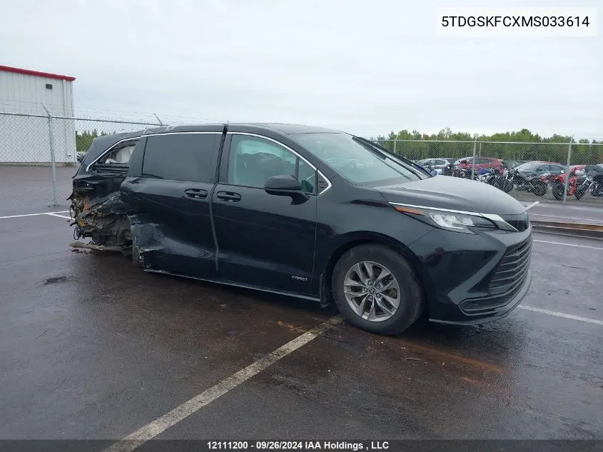 2021 Toyota Sienna Le/Xle/Xse/Limited/Platinum VIN: 5TDGSKFCXMS033614 Lot: 12111200