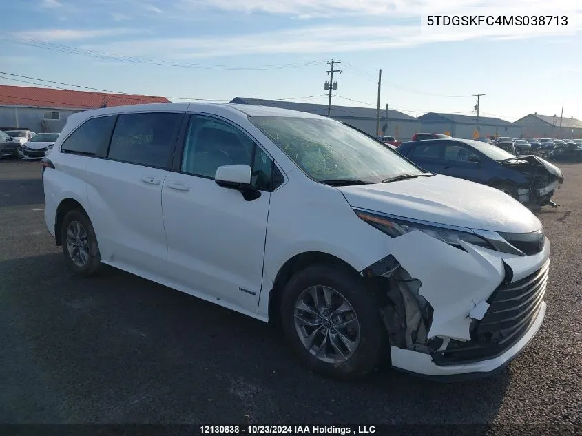 2021 Toyota Sienna Le/Xle/Xse/Limited/Platinum VIN: 5TDGSKFC4MS038713 Lot: 12130838