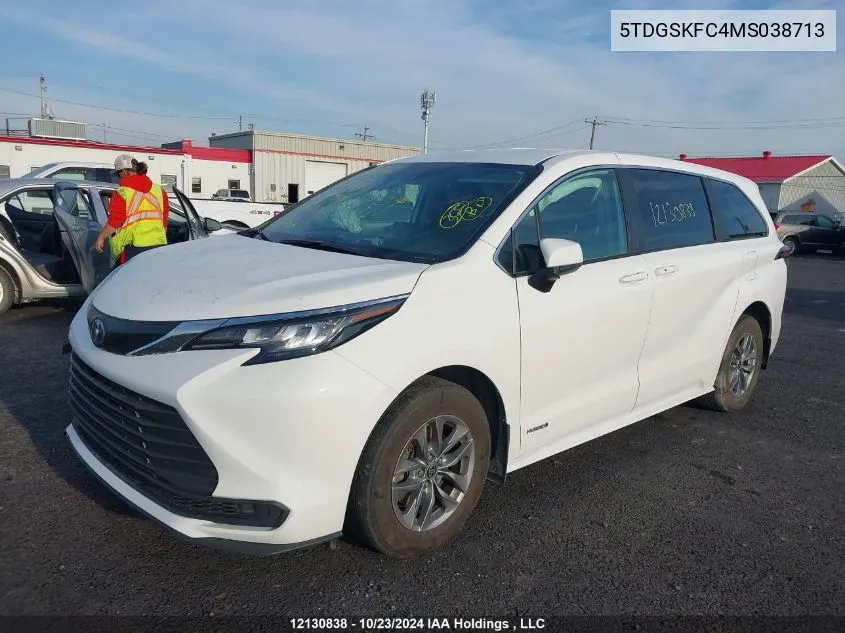 2021 Toyota Sienna Le/Xle/Xse/Limited/Platinum VIN: 5TDGSKFC4MS038713 Lot: 12130838