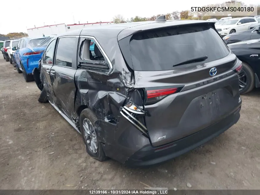 2021 Toyota Sienna Xle 7-Passenger VIN: 5TDGSKFC5MS040180 Lot: 12139166