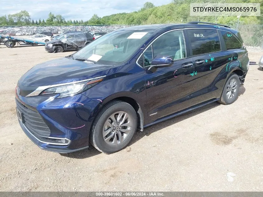 2021 Toyota Sienna Xle VIN: 5TDYRKEC4MS065976 Lot: 39601602