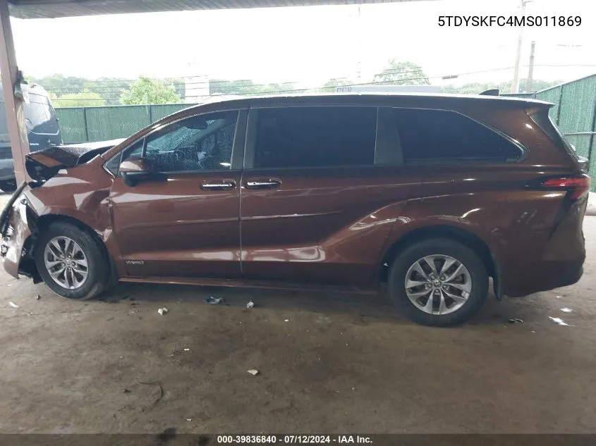 2021 Toyota Sienna Xle VIN: 5TDYSKFC4MS011869 Lot: 39836840