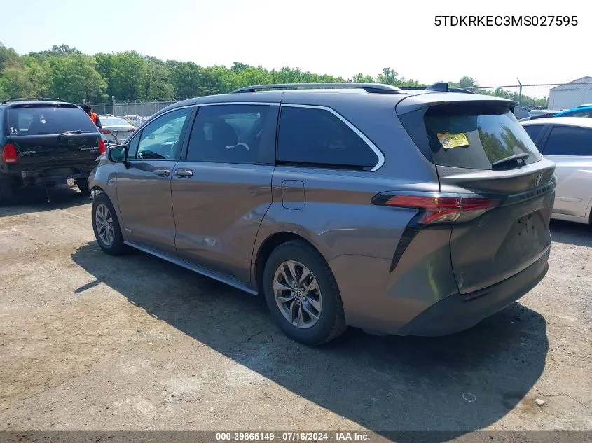 2021 Toyota Sienna Le VIN: 5TDKRKEC3MS027595 Lot: 39865149