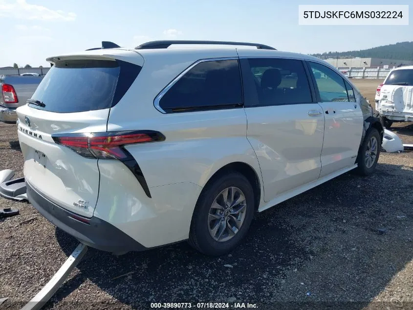 2021 Toyota Sienna Xle VIN: 5TDJSKFC6MS032224 Lot: 39890773