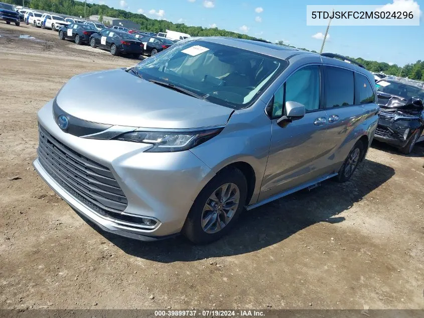 2021 Toyota Sienna Xle VIN: 5TDJSKFC2MS024296 Lot: 39899737