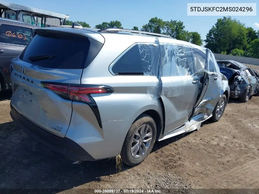 2021 Toyota Sienna Xle VIN: 5TDJSKFC2MS024296 Lot: 39899737