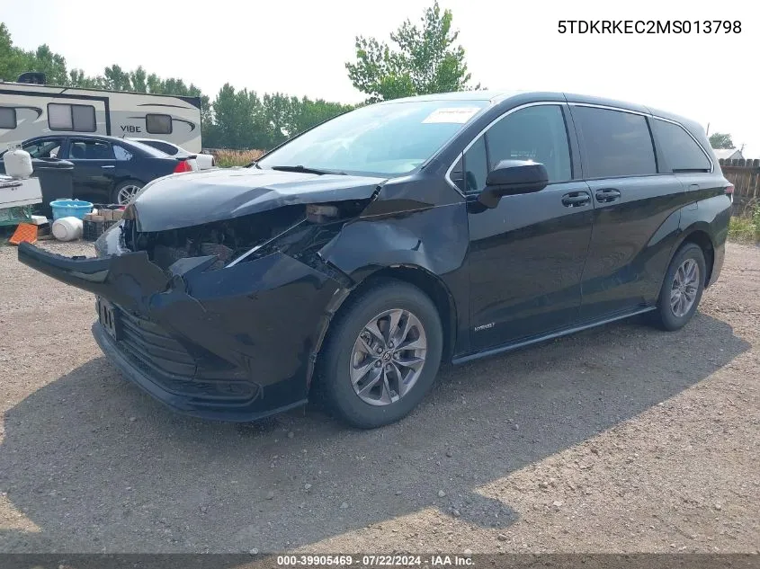 2021 Toyota Sienna Le VIN: 5TDKRKEC2MS013798 Lot: 39905469