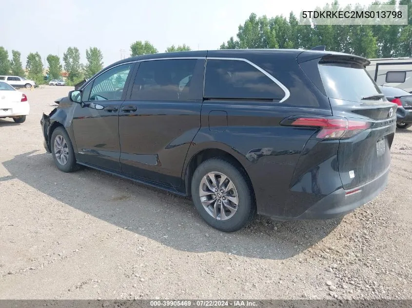 2021 Toyota Sienna Le VIN: 5TDKRKEC2MS013798 Lot: 39905469