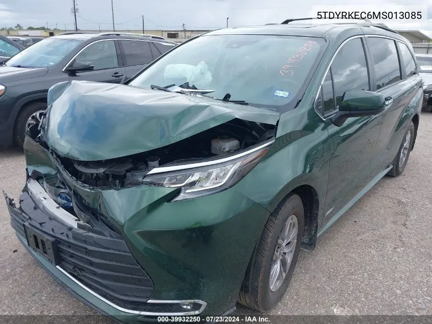 2021 Toyota Sienna Xle VIN: 5TDYRKEC6MS013085 Lot: 39932250