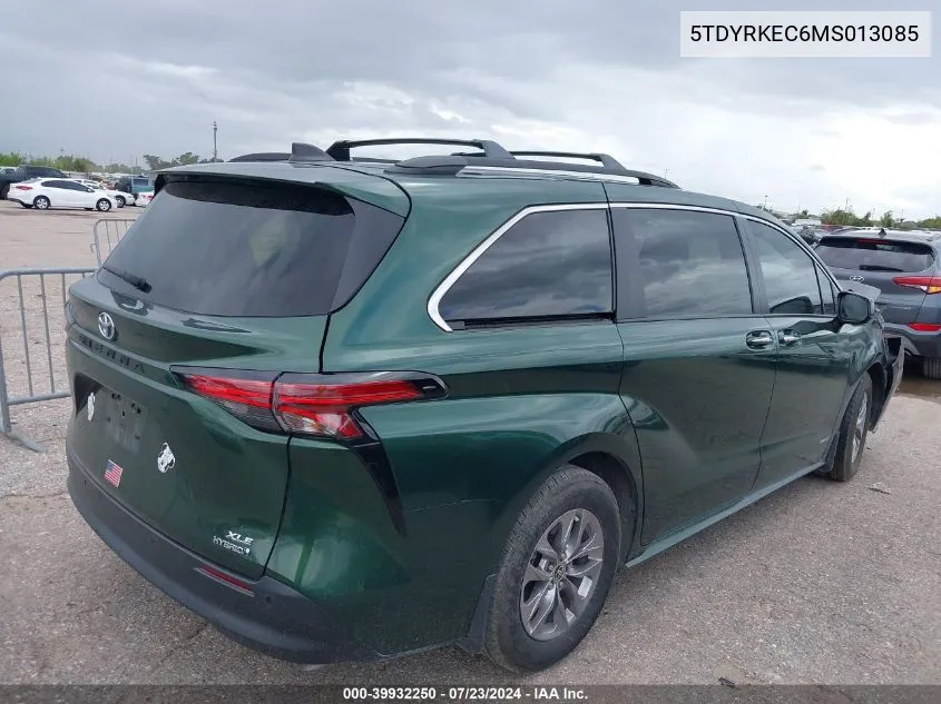 2021 Toyota Sienna Xle VIN: 5TDYRKEC6MS013085 Lot: 39932250