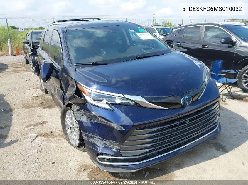 5TDESKFC6MS010032 2021 Toyota Sienna Platinum