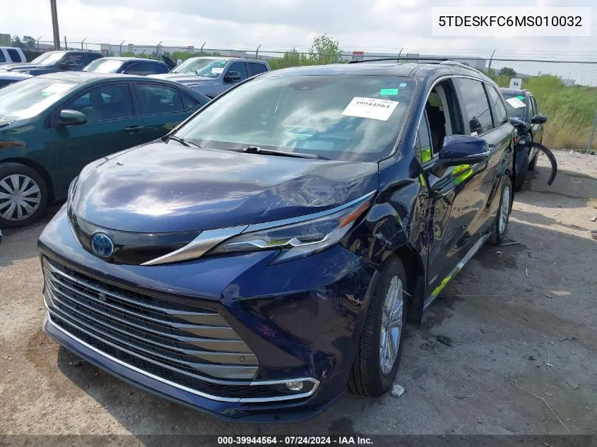 5TDESKFC6MS010032 2021 Toyota Sienna Platinum