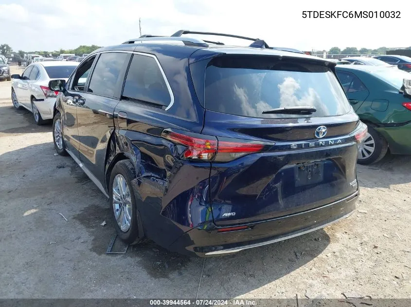 5TDESKFC6MS010032 2021 Toyota Sienna Platinum