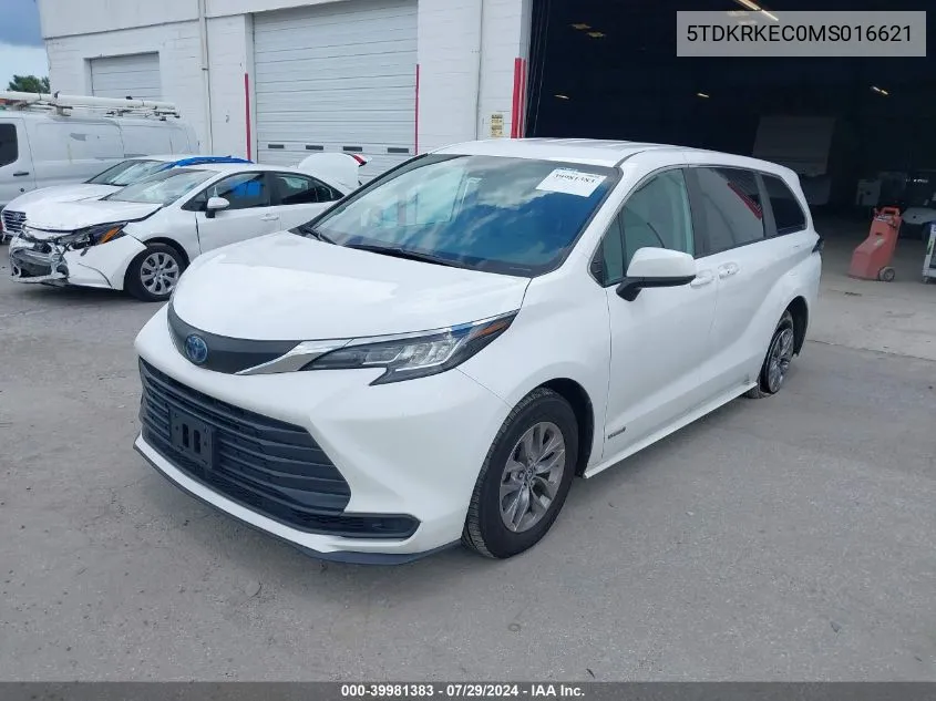 2021 Toyota Sienna Le VIN: 5TDKRKEC0MS016621 Lot: 39981383