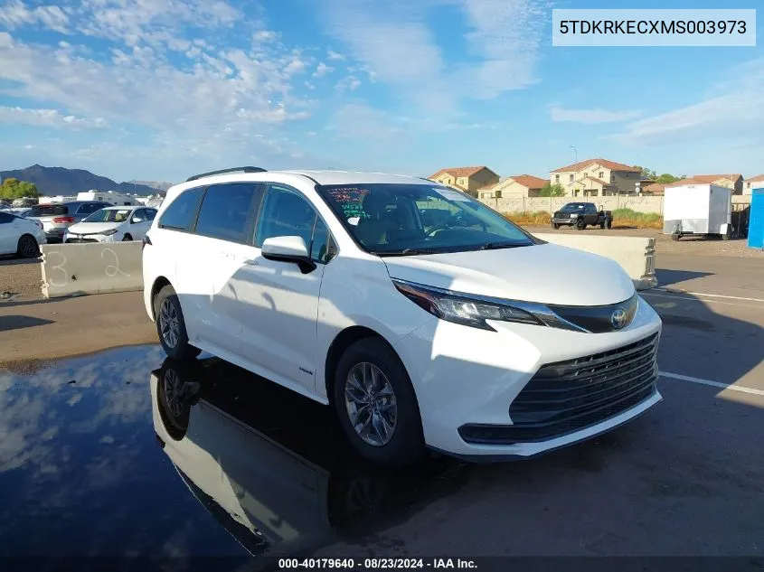 2021 Toyota Sienna Le VIN: 5TDKRKECXMS003973 Lot: 40179640