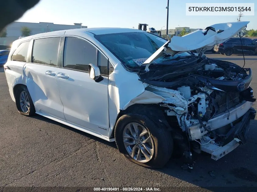 2021 Toyota Sienna Le VIN: 5TDKRKEC3MS015544 Lot: 40190491