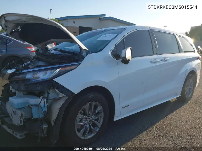 2021 Toyota Sienna Le VIN: 5TDKRKEC3MS015544 Lot: 40190491