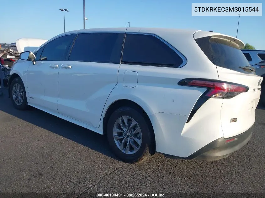 2021 Toyota Sienna Le VIN: 5TDKRKEC3MS015544 Lot: 40190491