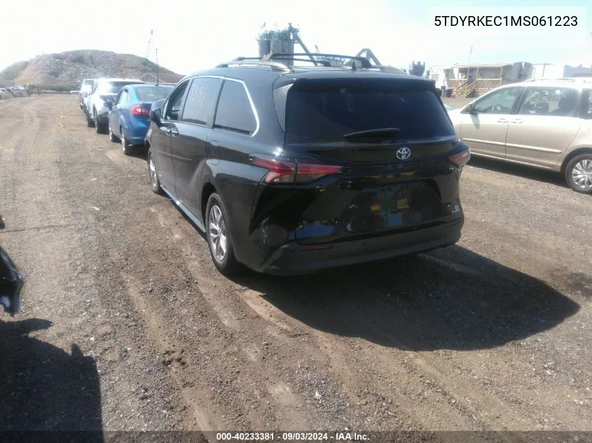 2021 Toyota Sienna Xle VIN: 5TDYRKEC1MS061223 Lot: 40233381