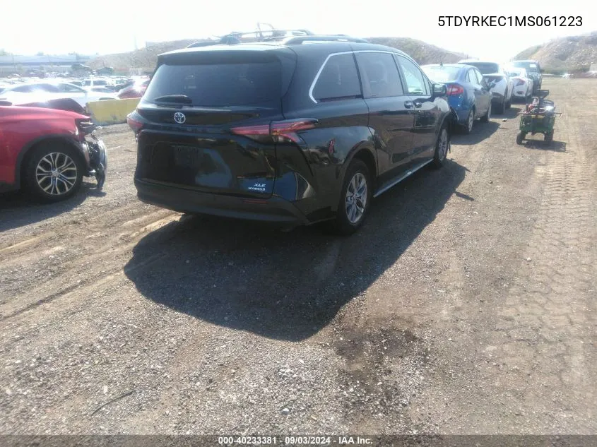 2021 Toyota Sienna Xle VIN: 5TDYRKEC1MS061223 Lot: 40233381