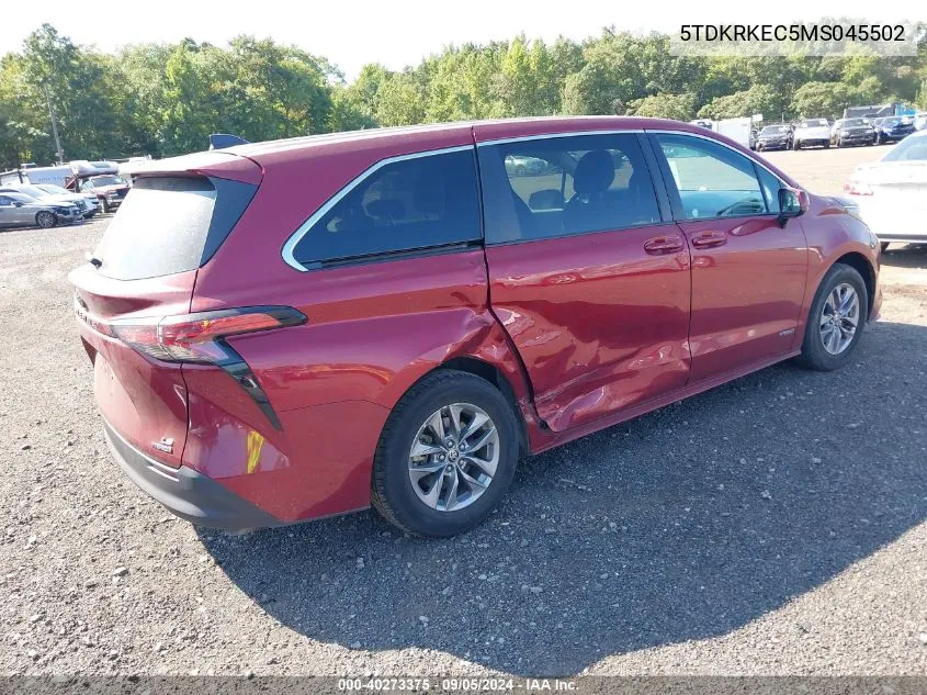 5TDKRKEC5MS045502 2021 Toyota Sienna Le