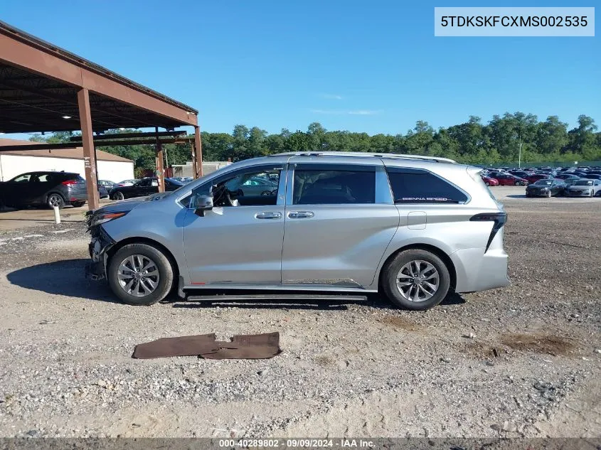 2021 Toyota Sienna Le VIN: 5TDKSKFCXMS002535 Lot: 40289802