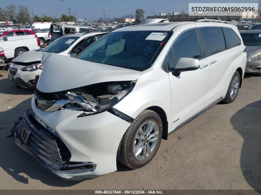 2021 Toyota Sienna Limited VIN: 5TDZRKEC0MS062996 Lot: 40337840