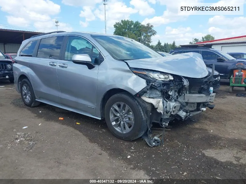 2021 Toyota Sienna Xle VIN: 5TDYRKEC3MS065211 Lot: 40347132