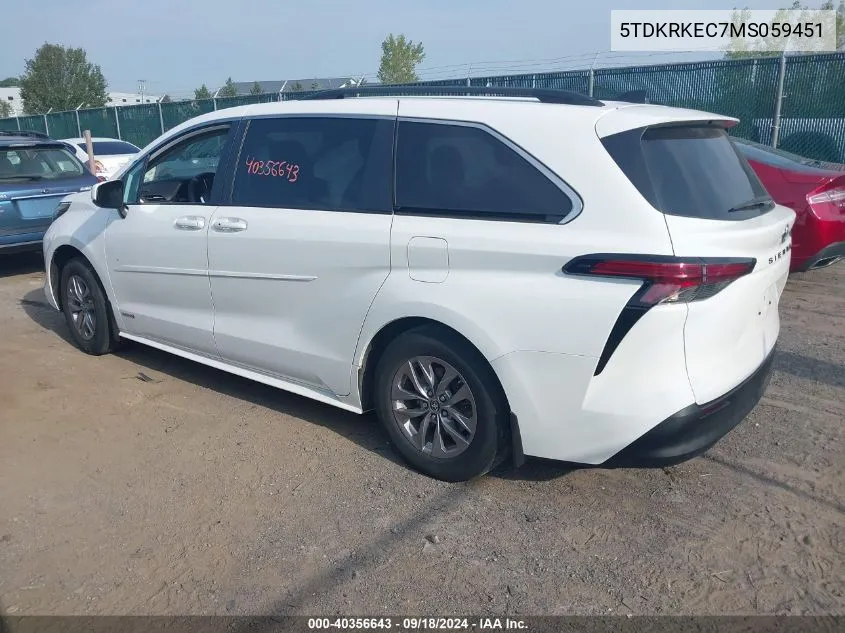 5TDKRKEC7MS059451 2021 Toyota Sienna Le