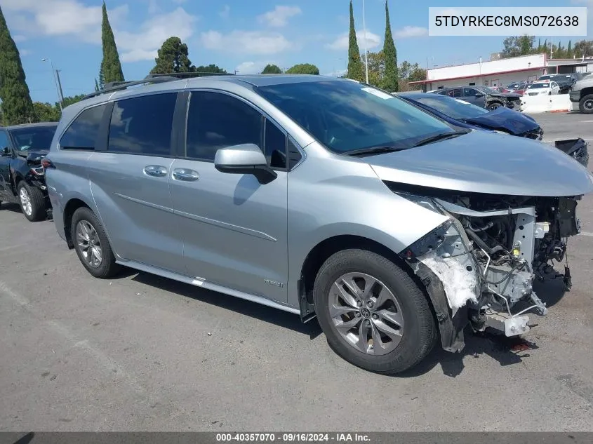 2021 Toyota Sienna Xle VIN: 5TDYRKEC8MS072638 Lot: 40357070