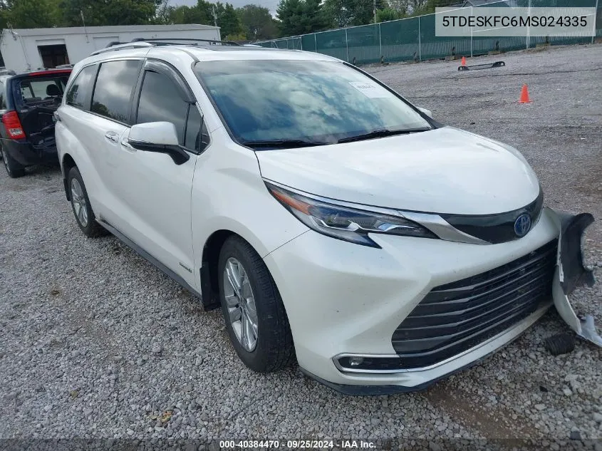 2021 Toyota Sienna Platinum VIN: 5TDESKFC6MS024335 Lot: 40384470