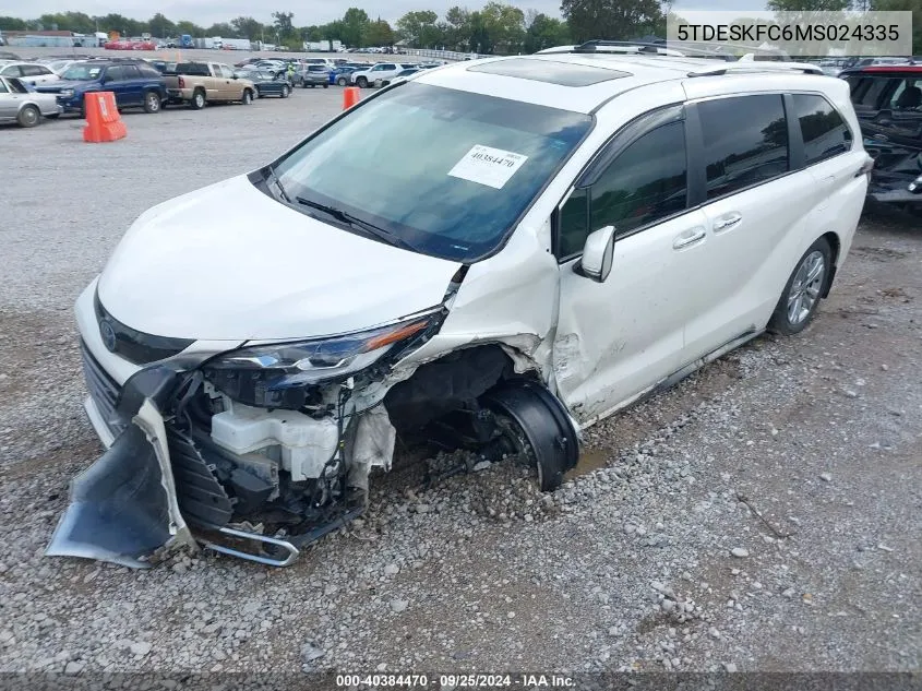 2021 Toyota Sienna Platinum VIN: 5TDESKFC6MS024335 Lot: 40384470