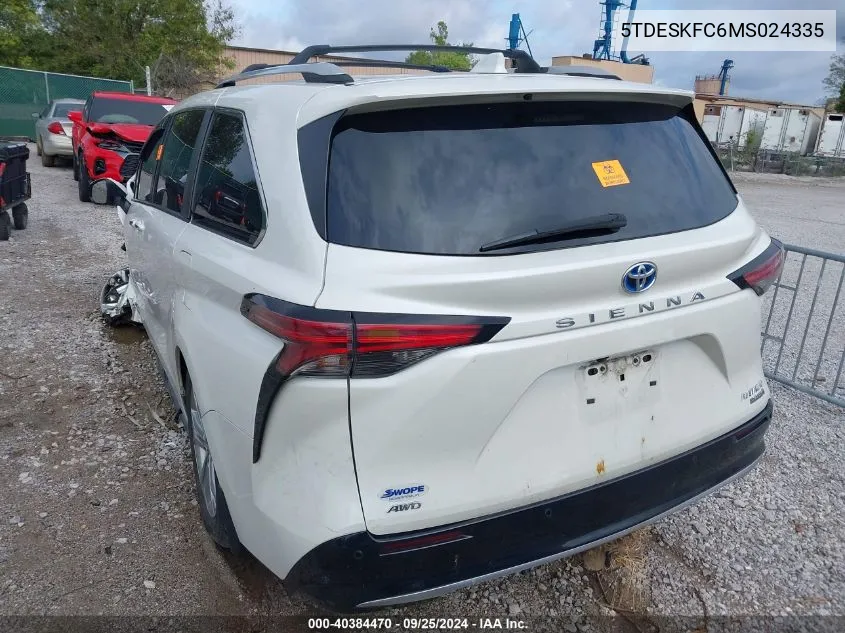 2021 Toyota Sienna Platinum VIN: 5TDESKFC6MS024335 Lot: 40384470