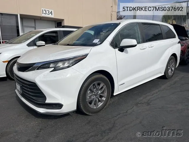 2021 Toyota Sienna Le VIN: 5TDKRKEC7MS037692 Lot: 40386136