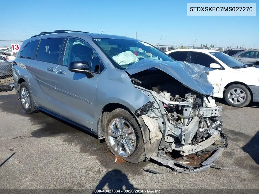 5TDXSKFC7MS027270 2021 Toyota Sienna Xse