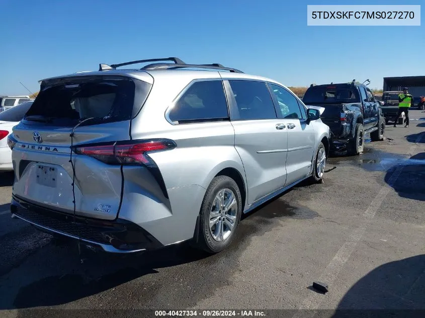 2021 Toyota Sienna Xse VIN: 5TDXSKFC7MS027270 Lot: 40427334