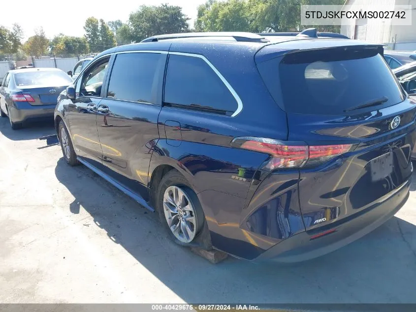 5TDJSKFCXMS002742 2021 Toyota Sienna Xle